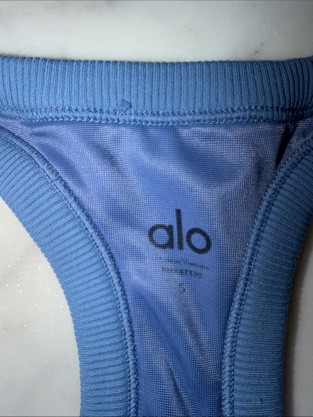 Alo Ribbed Racerback Tank in Blue - Picture 3 of 4